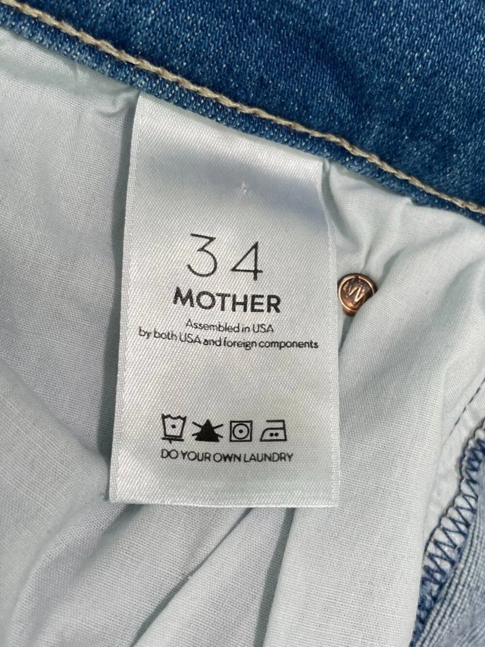 MOTHER The Super Stunner Ankle Jeans Double Vision Heart Pocket Boho HTF Sz 34 - Picture 8 of 13